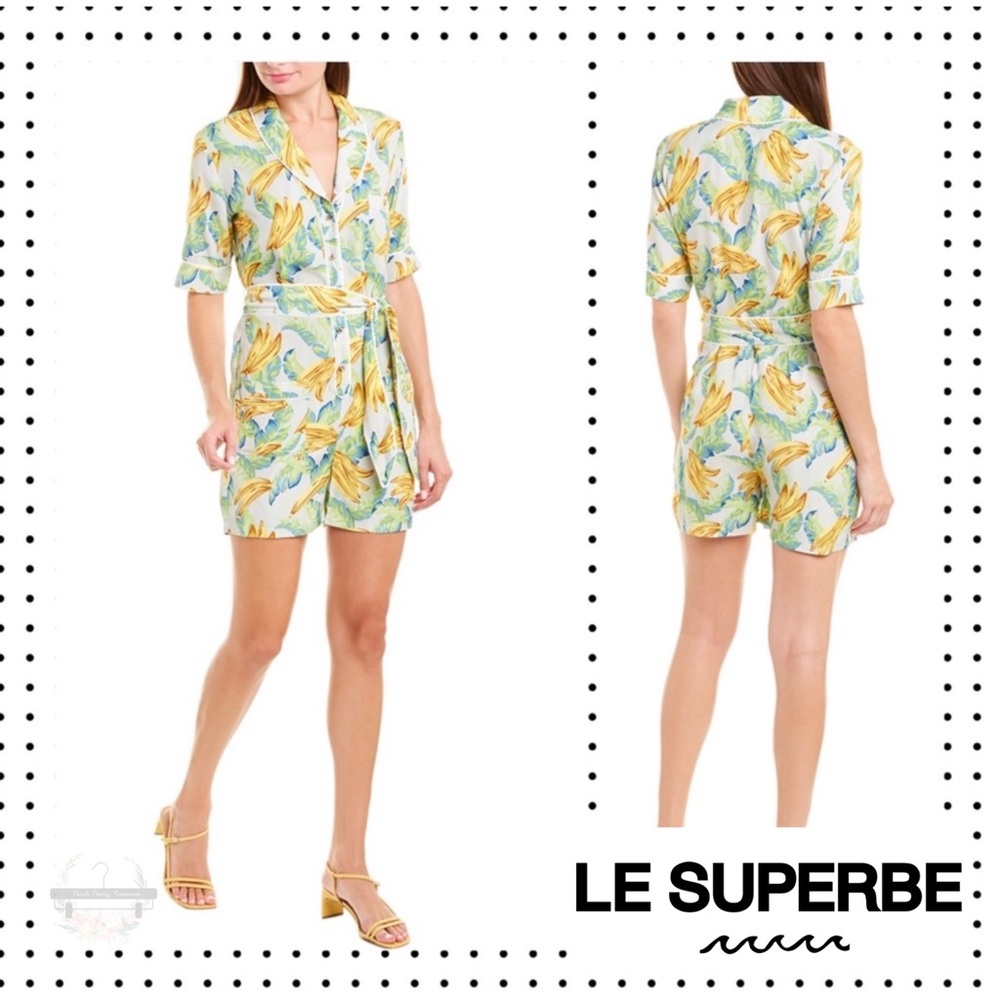 NWT Le Superbe - Beatnik Silk Banana Print Romper 6